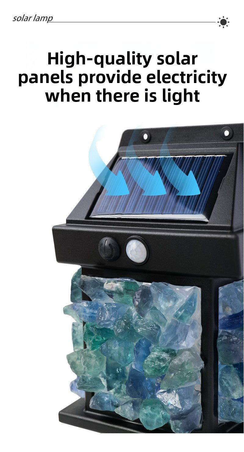 zensoullab Natural Crystal Raw Stone Solar Wall Light Outdoor Courtyard Waterproof Sensor Lighting Household Night Light