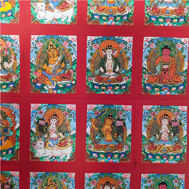 zensoullab Nepal Hand-painted Zodiac Buddha Guardian Buddha Thangka Manjushri Yellow God of Wealth Green Tara Samantabhadra Small Thangka Pendant