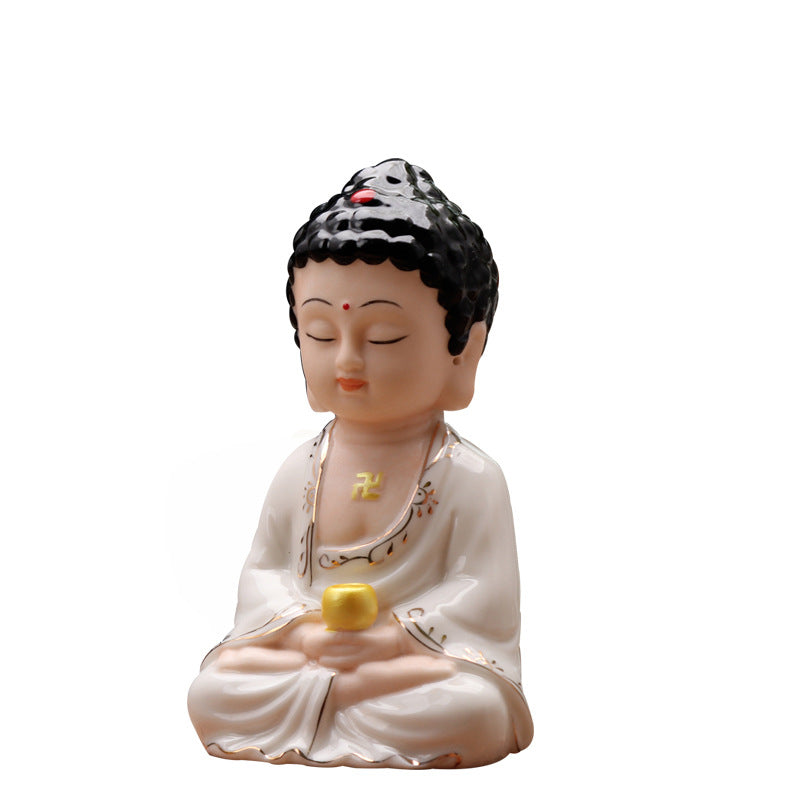 Zensoullab Creative Boutique Handicrafts Ceramic Classical Buddha Statue Buddha Buddha Guanyin Bodhisattva Chinese Household Car Safety Ornaments