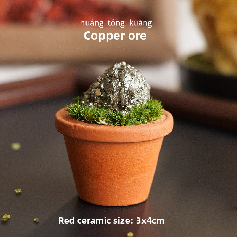 zensoullab Natural Crystal Raw Stone Mineral Pot Ornament Crystal Gemstone DIY Simulation Potted Plant Home Desktop Car Ornament