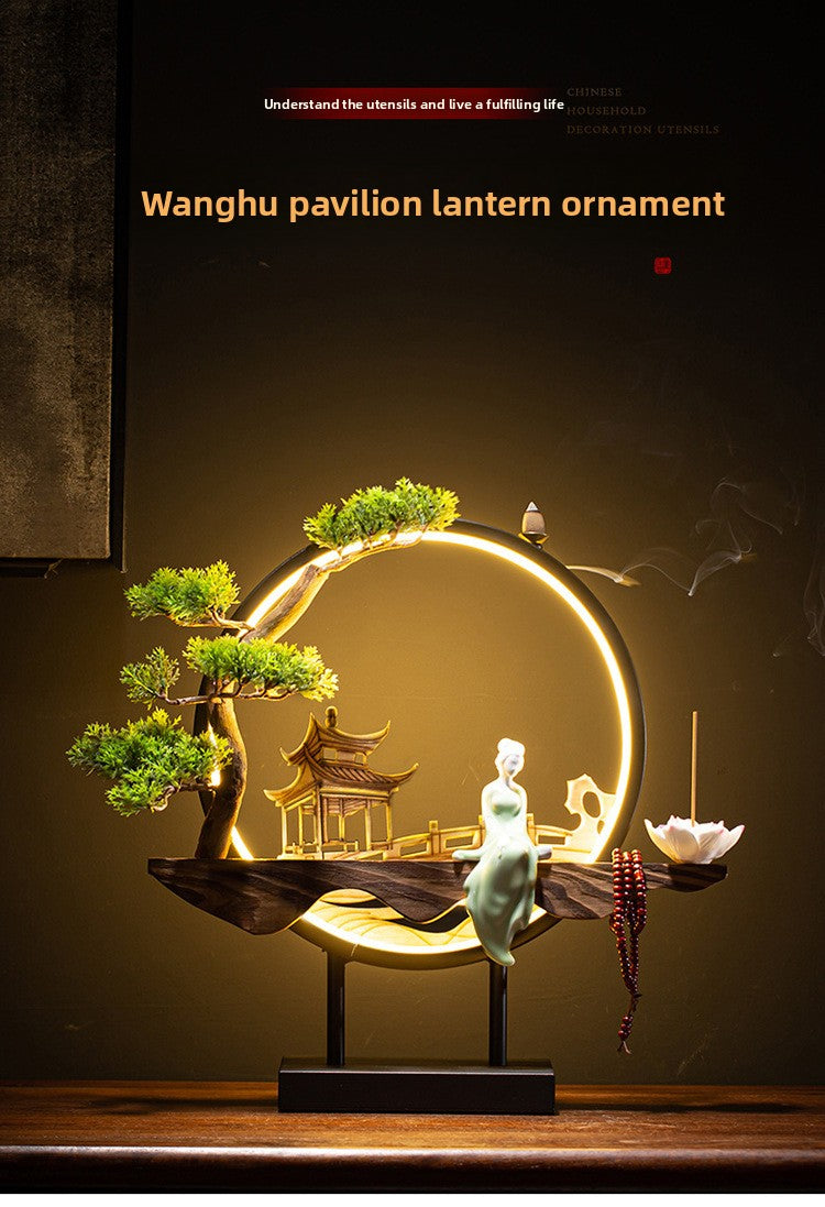 Zensoullab Ceramic Backflow Incense Burner Led Night Light Incense Decoration New Chinese Hallway TV Cabinet Dongting Lake Gift Incense