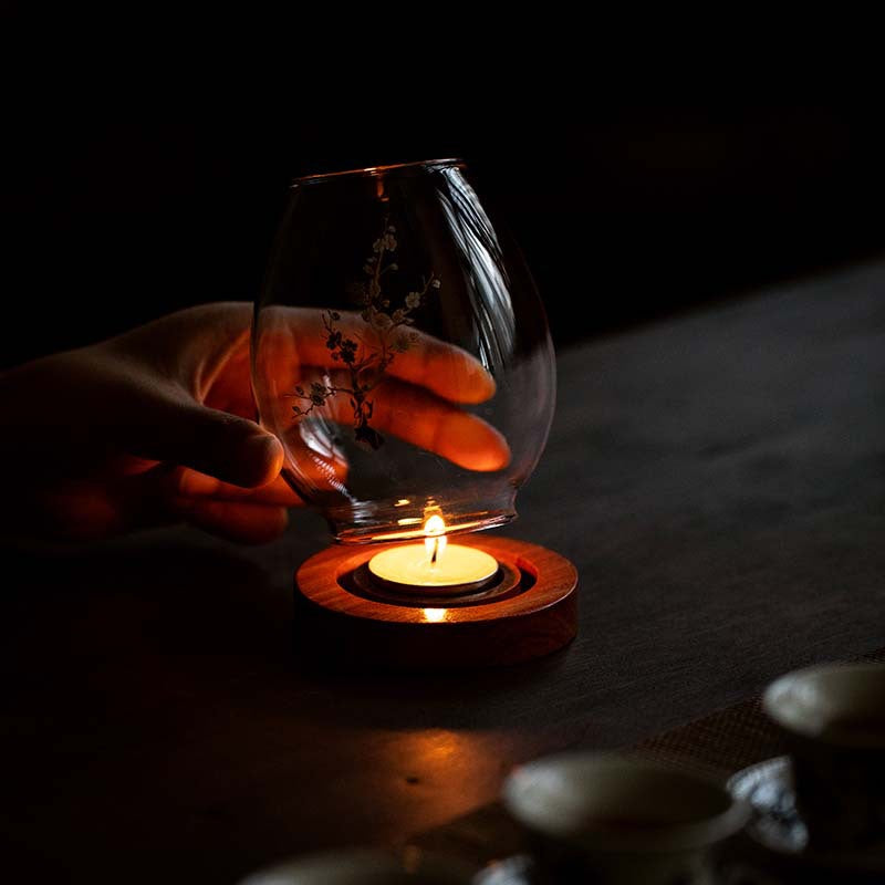 zensoullab Japanese Style Glass Candle Holder Creative Ornament Candle Romantic Home Zen Retro Aromatherapy Windproof Table Cover Desktop Decoration