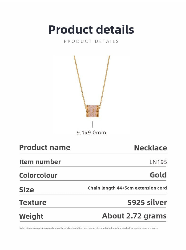 zensoullab Versatile Pink Pendant Necklace S925 Sterling Silver Clavicle Chain Women's Fashion Light Luxury High-end Jewelry
