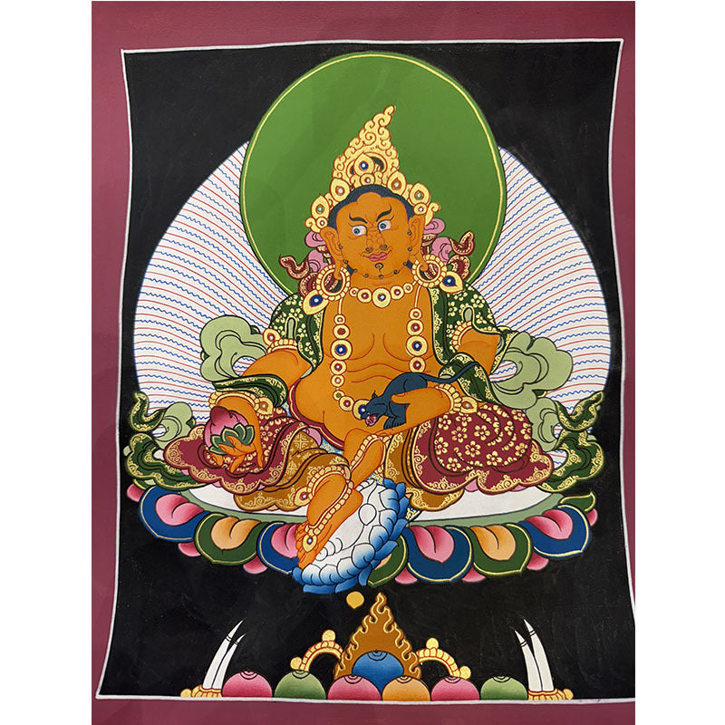 zensoullab Nepal Hand-painted Yellow God of Wealth Green Tara Manjushri Four-armed Guanyin Medicine Buddha Buddha Statue Thangka Table Decoration Hanging Painting