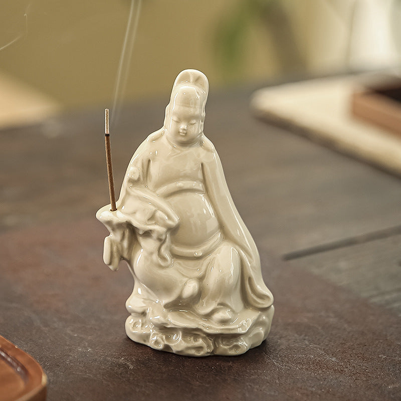 Zensoullab Creative New Chinese Ceramic Small Wenchang Incense Burner Decoration Home Indoor Decoration Sandalwood Incense Incense Ceremony Incense Holder