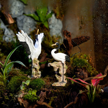 zensoullab Little White Crane Ornament Rockery Fish Tank Bonsai Landscape Decoration Crane Small Ornament Zen Living Room Flying Crane Decoration