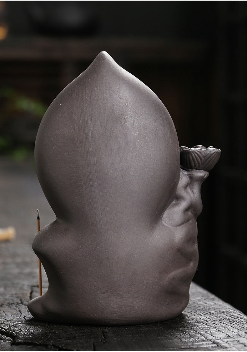 Purple Clay Backflow Incense Burner Creative Guanyin Sandalwood Agarwood Backflow Incense Burner Home Craft Ornament