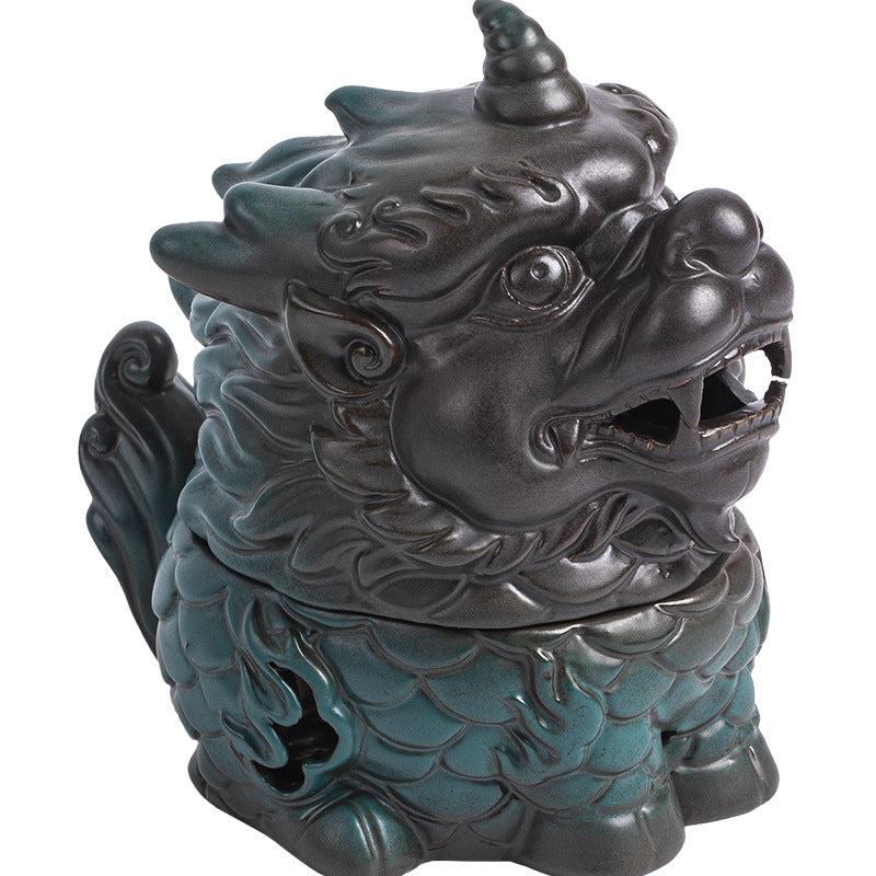 zensoullab Kirin Incense Burner Wealth-Attracting Divine Beast Agarwood Sandalwood Tea Table Home Indoor Incense Ceremony New Chinese Zen Ceramic Ornament