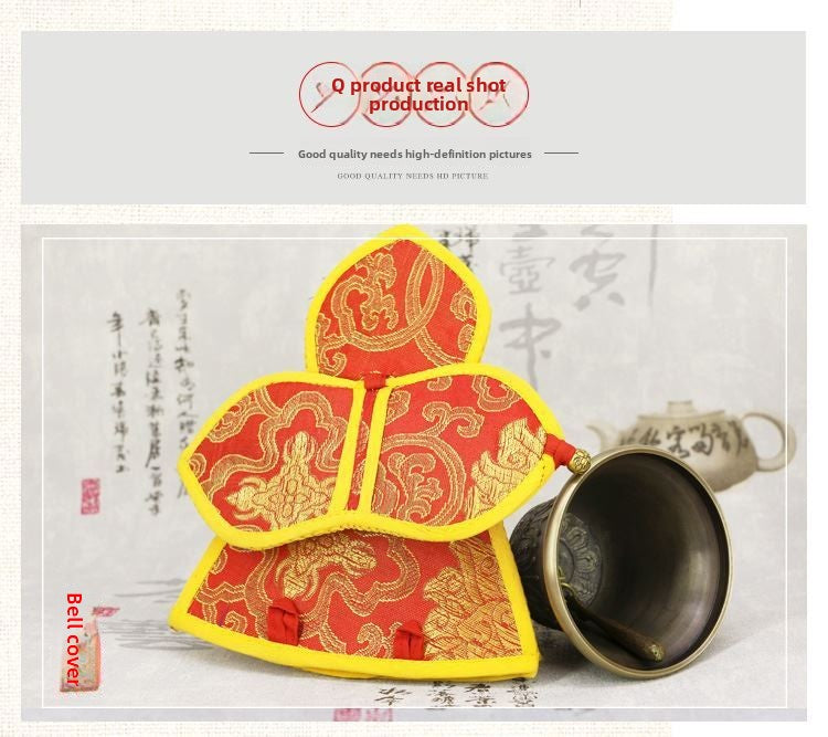 zensoullab Nepal Handicrafts Handmade Ritual Tools Set Vajra Bell and Pestle Set Ritual Bell Packaging Bag Bell and Pestle Cover Buddhist Supplies Set