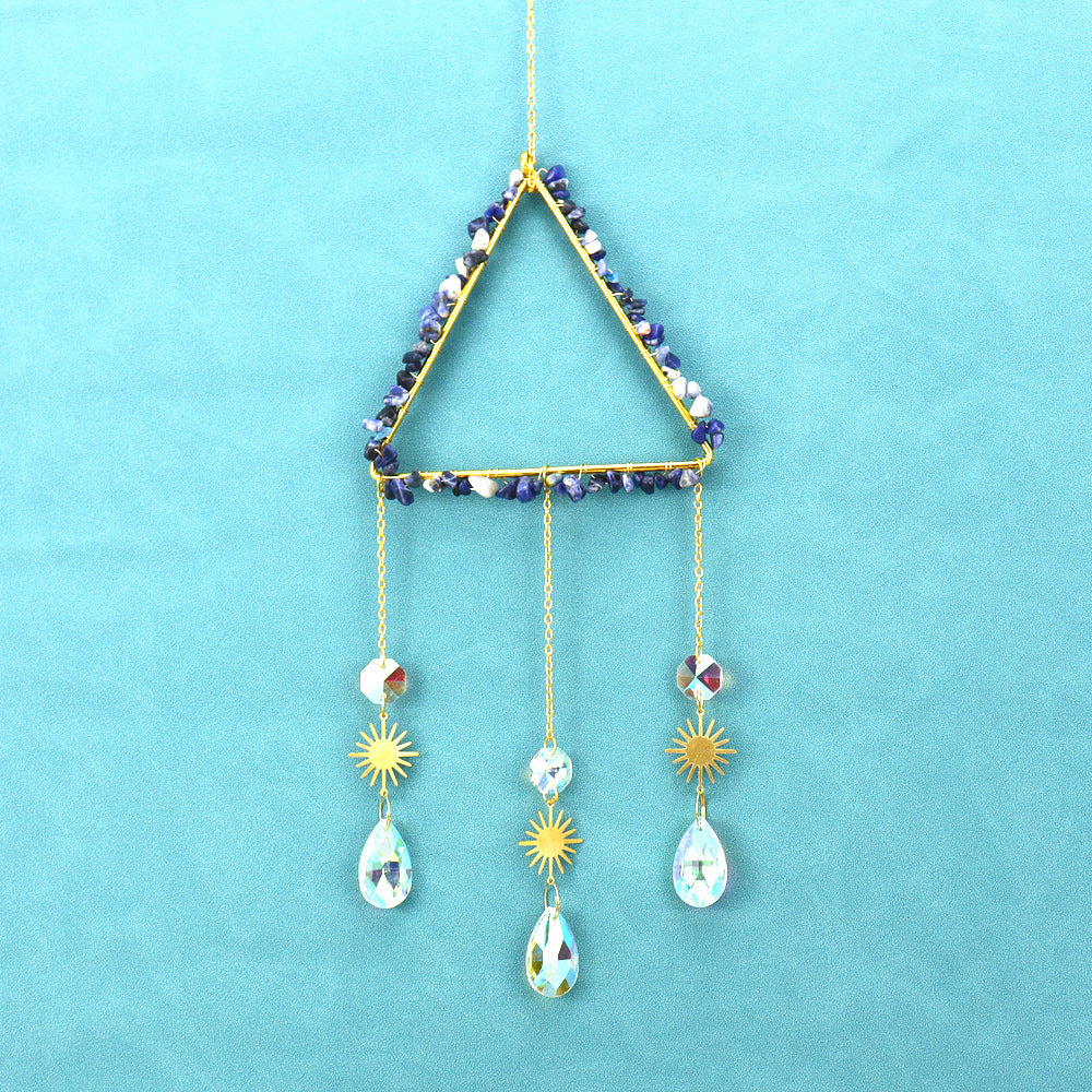 zensoullab Natural Raw Crystal Wind Chime Sun Catcher Triangle Hanging Holiday Home Decoration