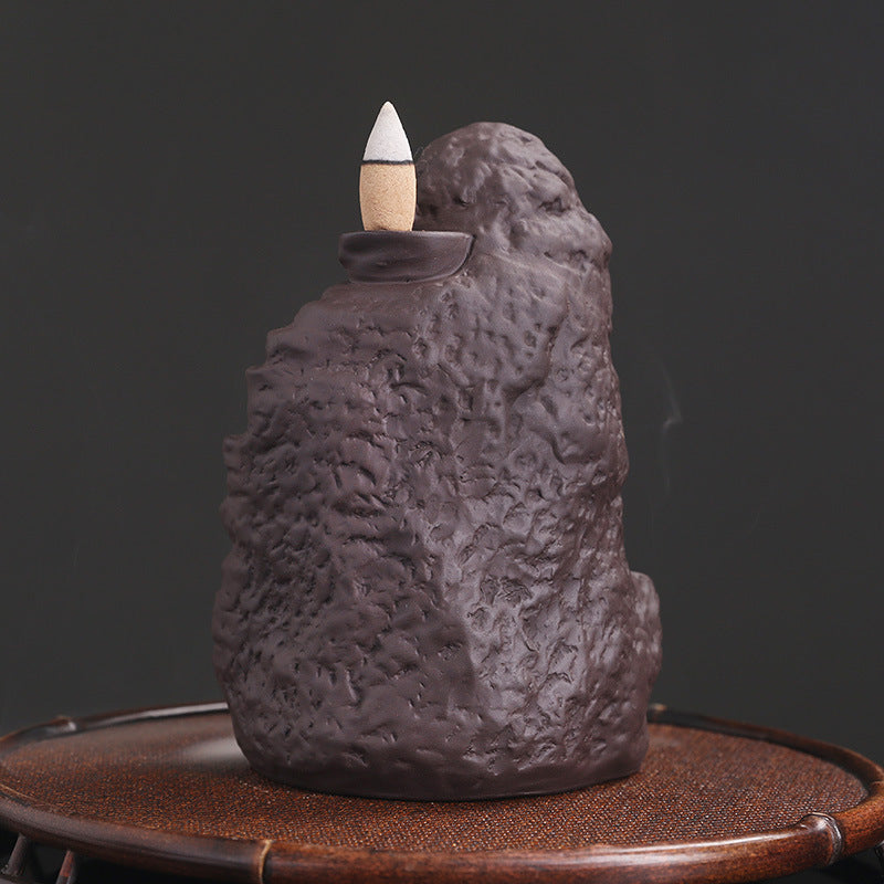 zensoullab Purple Clay New Arrival Tathagata Backflow Incense Burner Creative Mountain Water Tower Incense Backflow Incense Burner Home Decoration