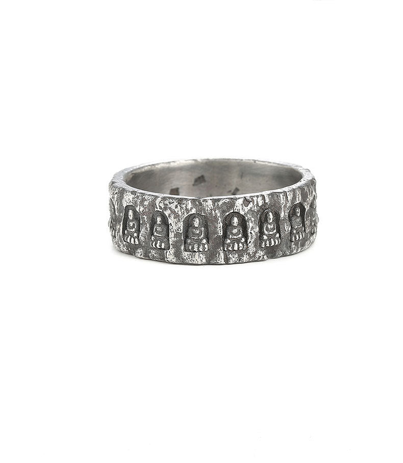 zensoullab Original Design Thai Silver Vintage Buddha Cave Ring for Men and Women Creative Personality National Style Trendy Open Ring