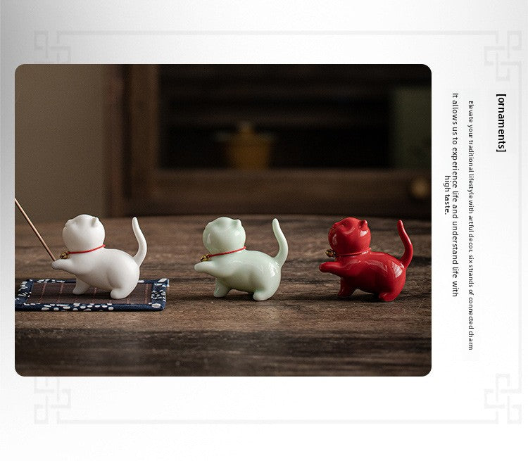 Zensoullab Creative Cute Little White Rabbit Ceramic Aromatherapy Stove Decoration Tea Ornaments Cover Living Room Home Incense Sandalwood Incense Stick Holder