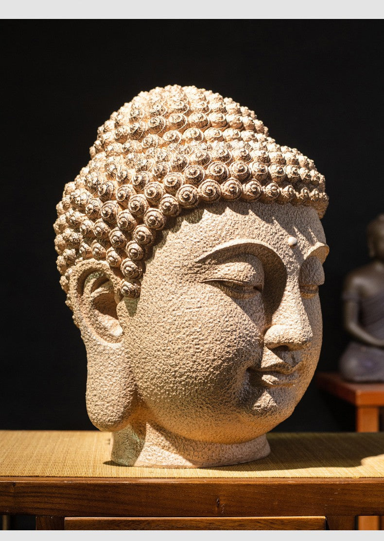 zensoullab New Chinese Style Buddha Head Buddha Statue Zen Ornament Large Compassion Buddha Head Southeast Asian Entrance Hallway Buddhist Decoration