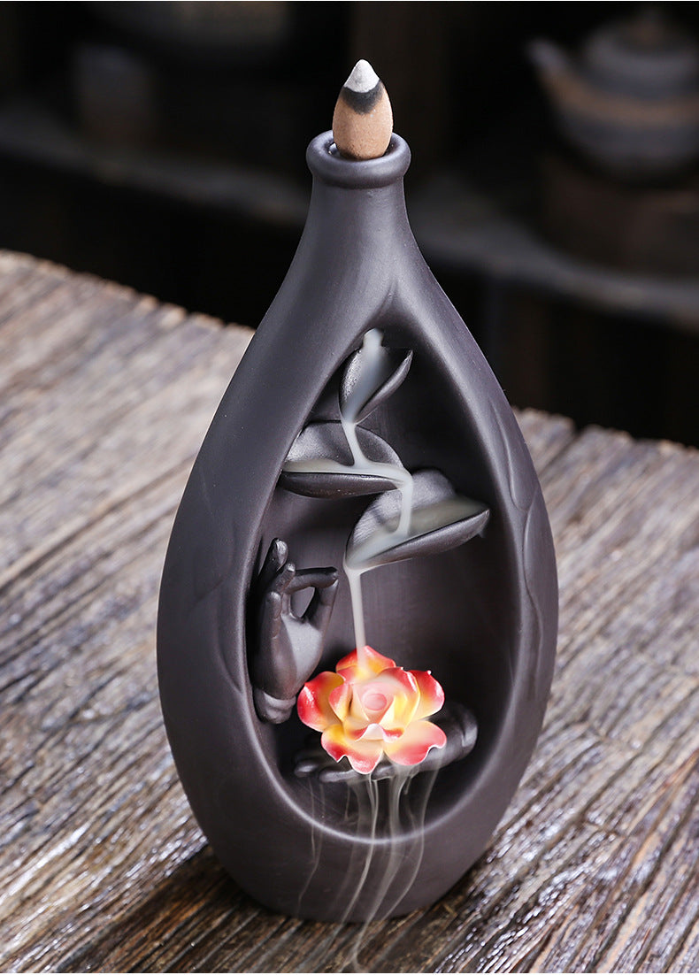 zensoullab Purple Clay Backflow Incense Burner Special for Creative Large Bottle Left and Right Feng Yuan Waterfall Backflow Incense Burner