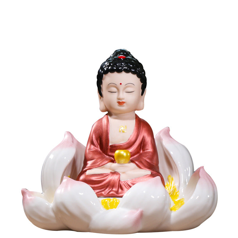 zensoullab Ceramic Peace Lotus Buddha Statue Guanyin Bodhisattva Living Room Chinese Style Entrance Creative Home Decoration Ornament