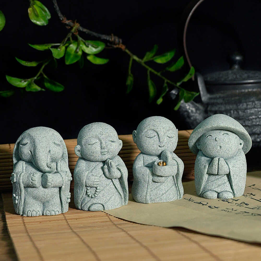 zensoullab Japanese Style Little Monk Desktop Decoration Figurine Fish Tank Aquarium Bonsai Matching Micro Landscape Tea Pet Small Ornament