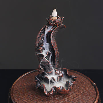 zensoullab Selected Resin Alpine Water Backflow Incense Burner Creative Lotus Leaf Lotus Backflow Sandalwood Burner Home Decor