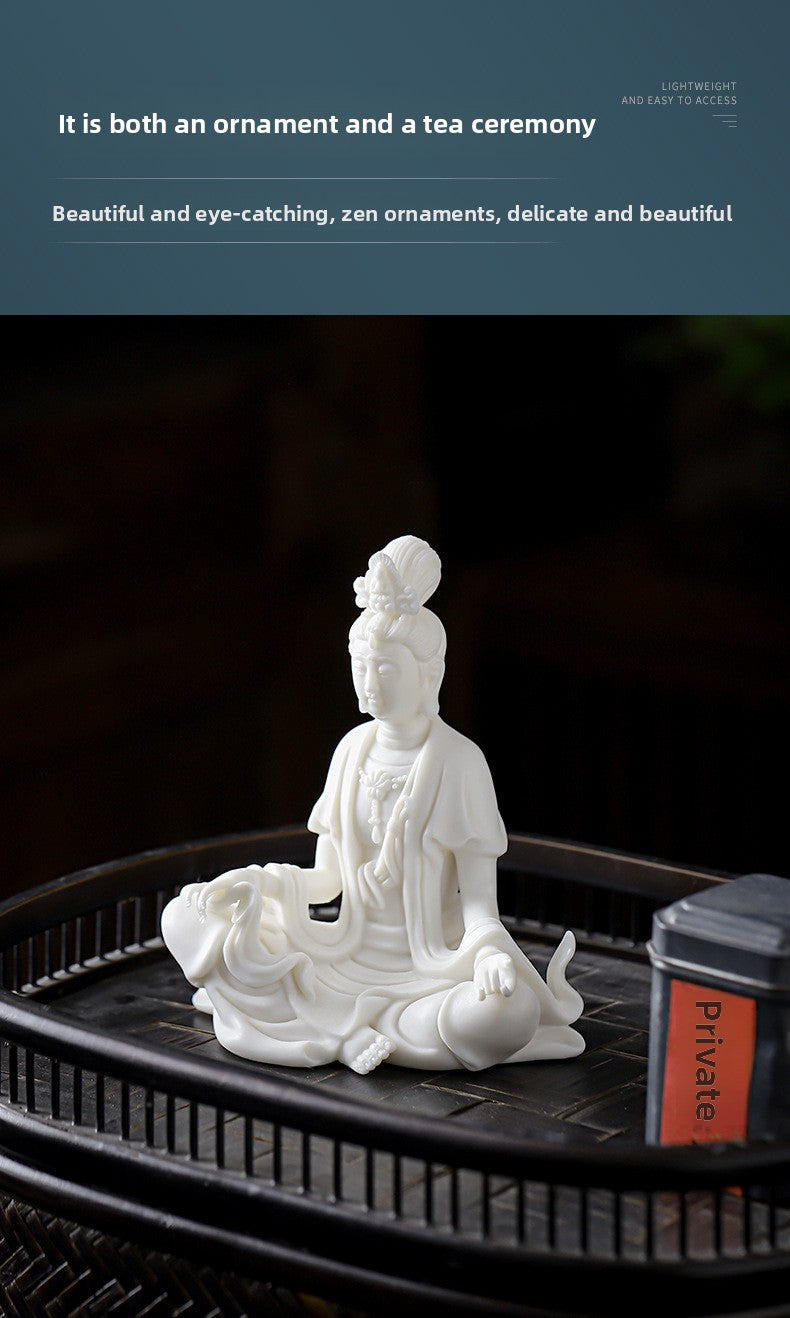 zensoullab Premium Dehua Ceramic Guanyin Buddha Statue Zen New Chinese Style Living Room Entrance Hall Guanyin Bodhisattva Ornament