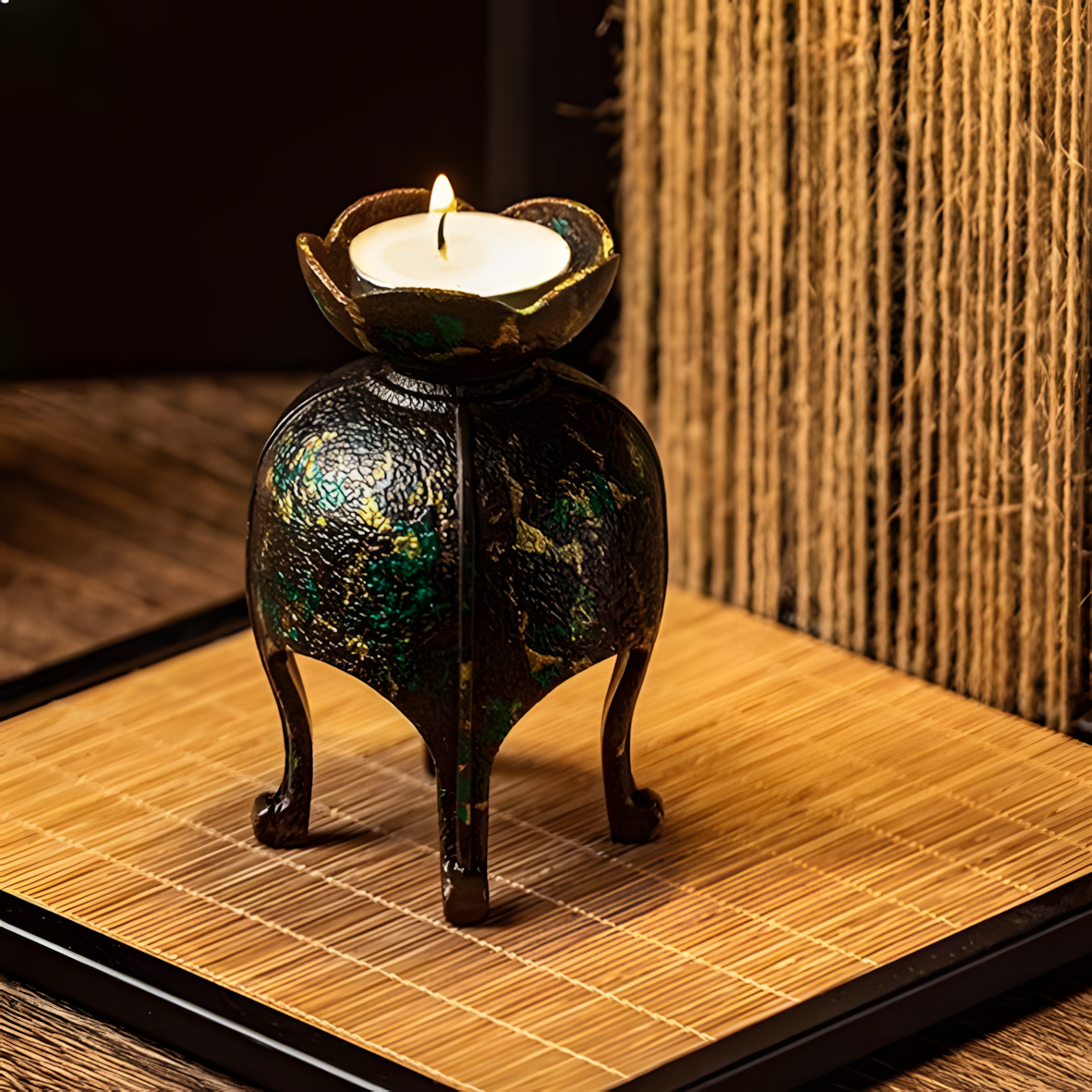 Zensoullab "Lotus Flame" Brass Candle Holder | Meditation & Mindfulness Lamp Stand