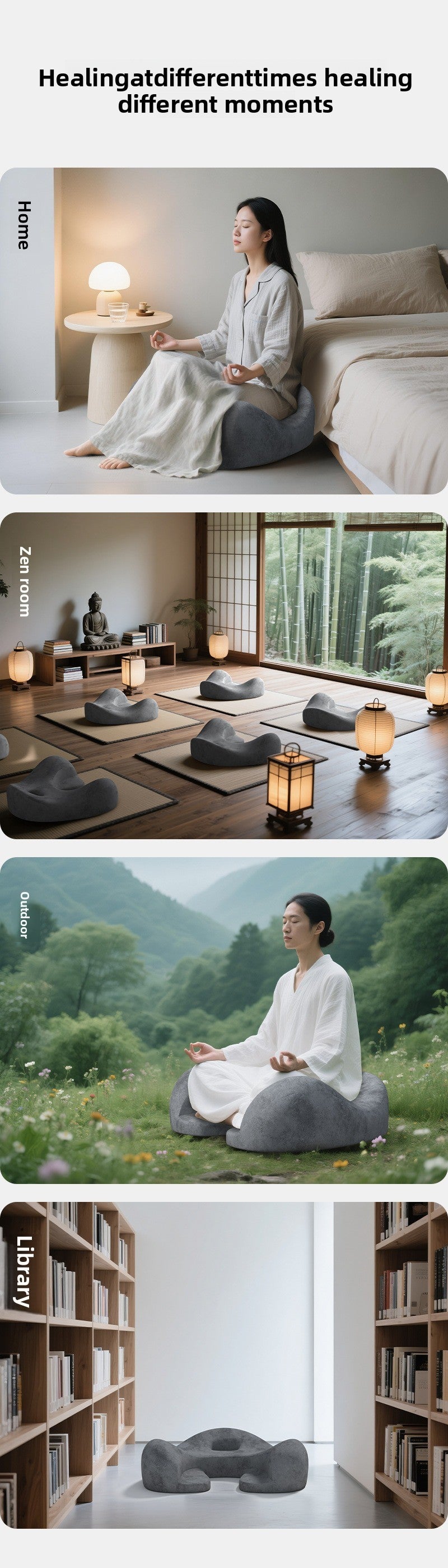 zensoullab Meditation Cushion Meditation Yoga Mat Leg Cushion Floor Cushion Long Sitting Non-Collapsing Sofa Reading Leisure Cushion