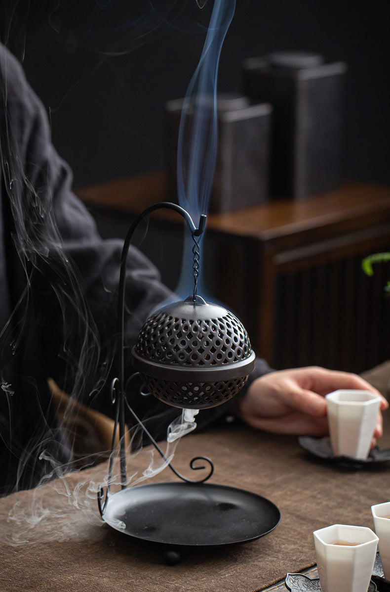 zensoullab Zen Hollow Backflow Incense Burner Aromatherapy Ball Hanging Burner Home Tea Ceremony Indoor Hanging Incense Holder Creative Ornament