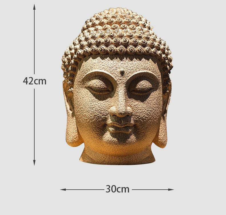 zensoullab New Chinese Style Buddha Head Buddha Statue Zen Ornament Large Compassion Buddha Head Southeast Asian Entrance Hallway Buddhist Decoration