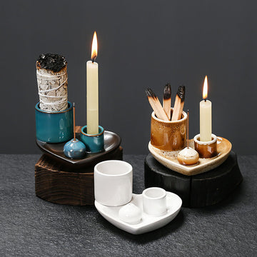 Sacred Wood Sage Holder Ins Creative Simple Incense Tray Aromatherapy Burner Heart Ceramic American Style Decoration Incense Insert Tray