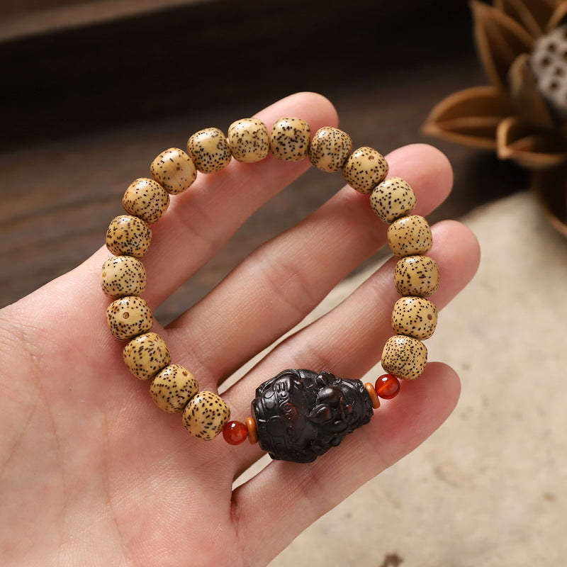 zensoullab Original Design Star Moon Bodhi Single Circle Bracelet Chicken Fat Yellow Multi-Treasure Retro New Chinese Style Unisex Cultural Play Beads Bracelet