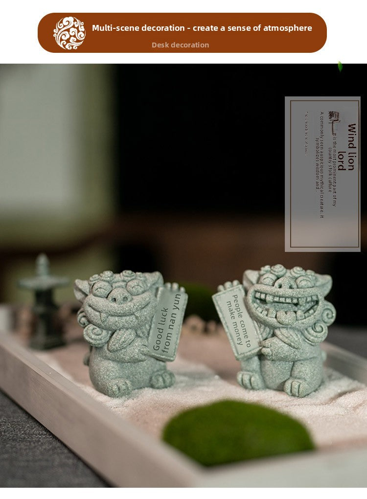 zensoullab Chinese Style Fortune-Bringing Lucky Beast Lion Desktop Creative Home Decoration Tea Pet Fish Tank Landscape Ornament Decoration