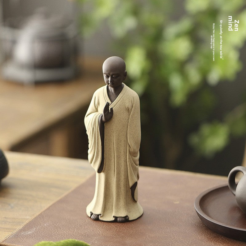 zensoullab Zen Purple Clay Little Monk Tea Pet Figure Zen Monk Little Novice Tea Ceremony Desktop Entrance Living Room Fish Tank Chinese Style Ornament