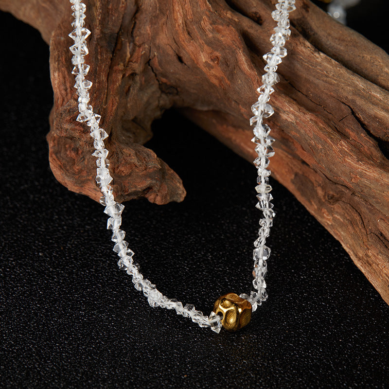 zensoullab Original Design S925 Sterling Silver Natural White Crystal Colorful Gemstone Necklace for Women Personalized Handmade Irregular Beads