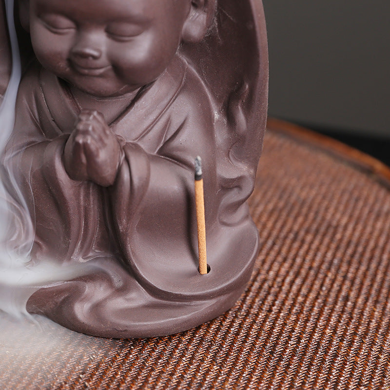 zensoullab Purple Clay Sandalwood Incense Burner Craft Ornament Original Xiangyun Little Monk Incense Holder Waterfall Backflow Incense Burner
