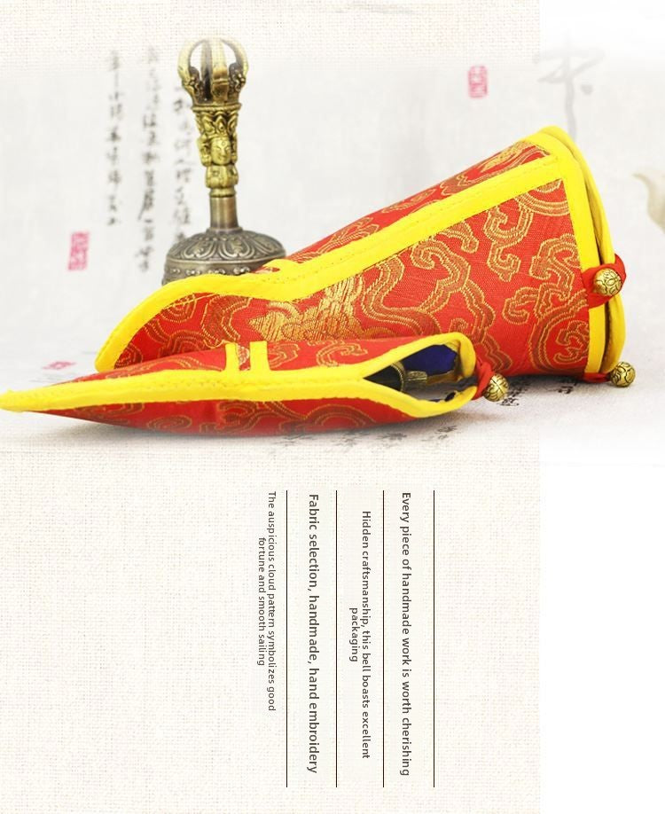 zensoullab Nepal Handicrafts Handmade Ritual Tools Set Vajra Bell and Pestle Set Ritual Bell Packaging Bag Bell and Pestle Cover Buddhist Supplies Set
