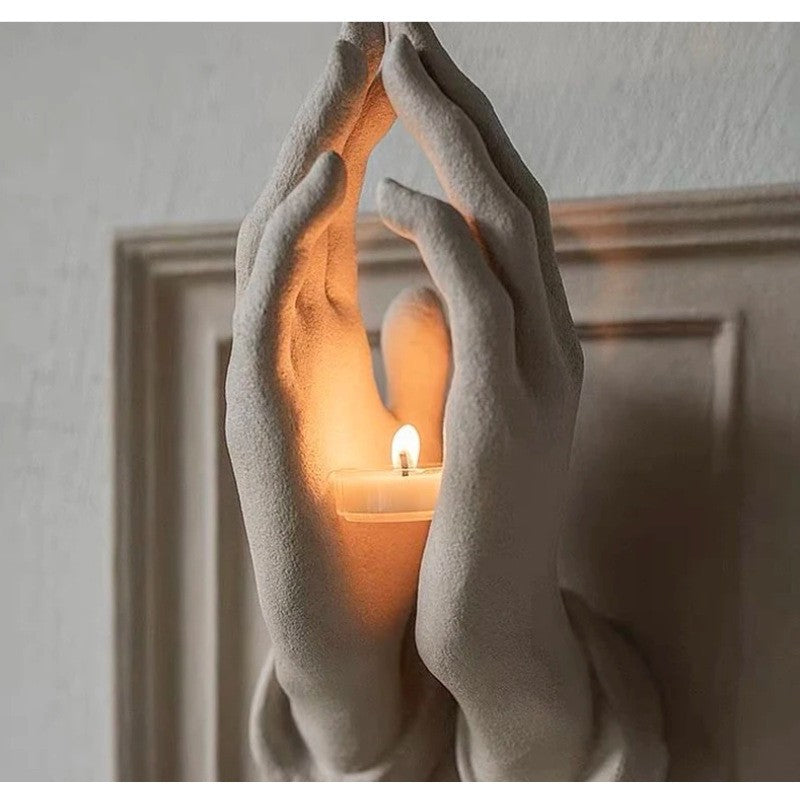 zensoullab Halloween Praying Hands Resin Ornament Wall Candle Holder Wall Hanging Decoration Pendant Home Statue Decoration Craft