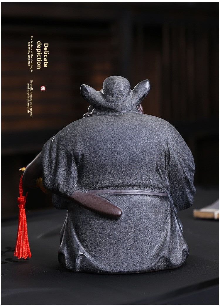 zensoullab Creative Ceramic Zhongkui Figurine Chinese Zen Style Character Ornament Home Living Room Tea Room Entrance Decoration Craft Gift