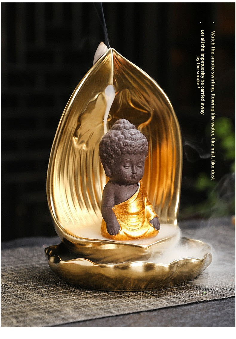 zensoullab Backflow Incense Burner Rulai Flowing Incense Gold Base Small Shaami Creative Backflow Incense Burner Home Incense Desktop Ornament