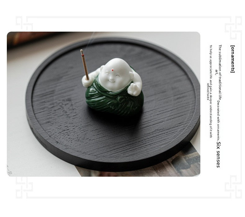 zensoullab Creative Cute Little Zongzi Ceramic Aromatherapy Burner Ornament Home Dragon Boat Festival Gift Sandalwood Incense Holder