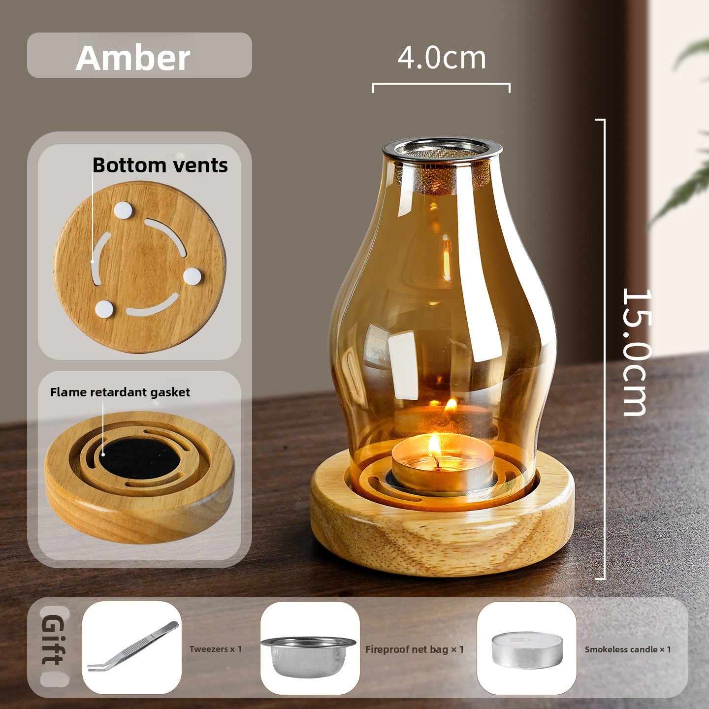 zensoullab Chinese Incense Burner Glass Incense Burner Agarwood Sandalwood Natural Incense Aromatherapy Incense Burner Candle Incense Lamp Incense Burner