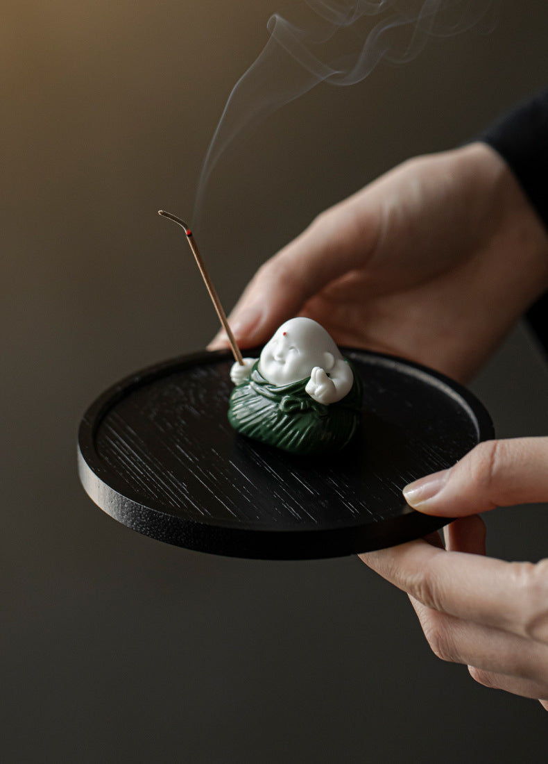 zensoullab Creative Cute Little Zongzi Ceramic Aromatherapy Burner Ornament Home Dragon Boat Festival Gift Sandalwood Incense Holder