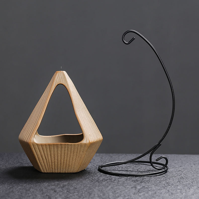 Iron Rack Hanging Basket Ceramic Incense Burner Creative Ceramic Sage Peruvian Wood Tray Home Indoor Atmosphere Ornament