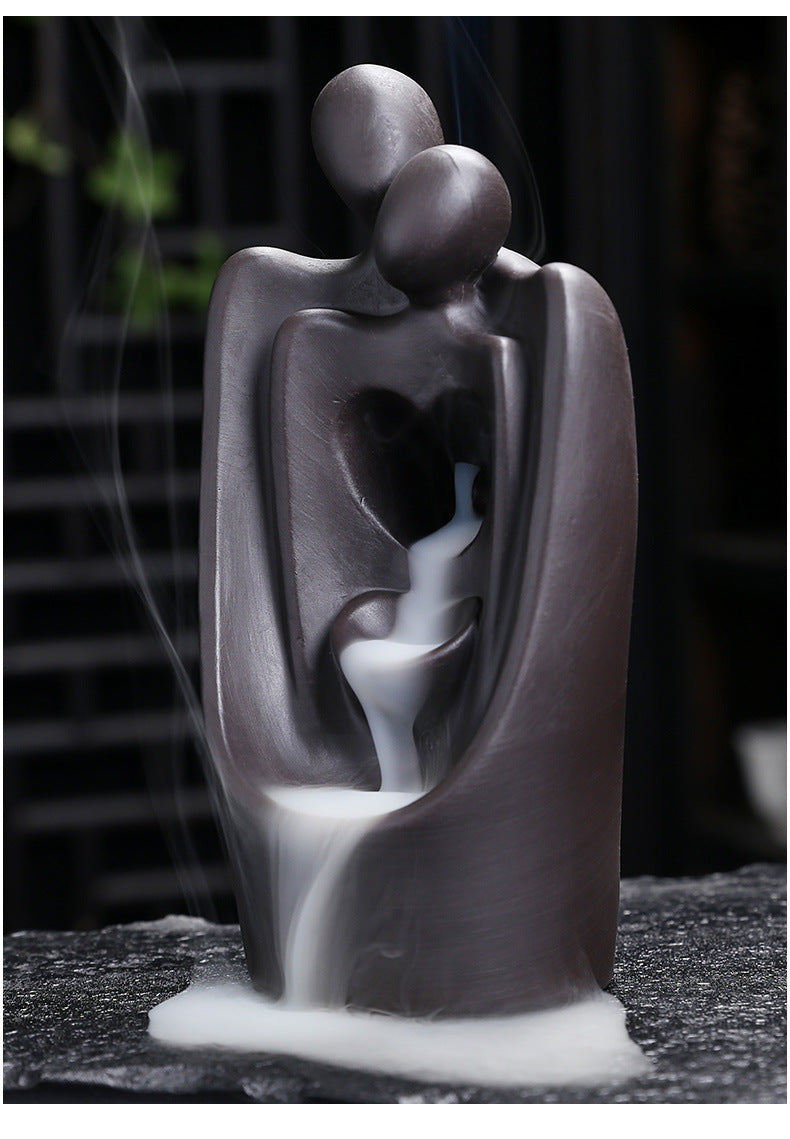New Purple Clay Backflow Incense Burner Creative Perfect Match Smoke Incense Burner Home Tea Room Ornament Craft