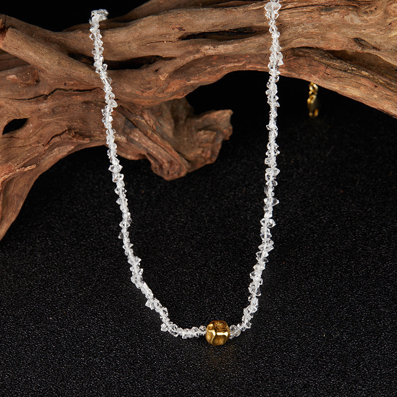 zensoullab Original Design S925 Sterling Silver Natural White Crystal Colorful Gemstone Necklace for Women Personalized Handmade Irregular Beads