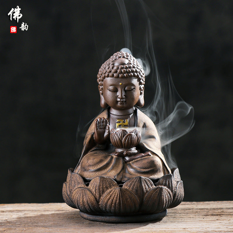zensoullab Creative Ceramic Incense Burner Tea Ceremony Aromatherapy Burner Accessories for Home Living Room Indoor Air Purification Zen Buddha Ornament