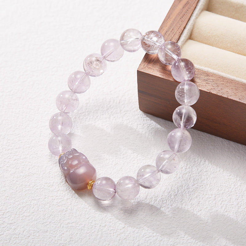 zensoullab Nine Purple Fire Bracelet for Women, Zodiac Year of the Dragon Bracelet, Natural Purple Jade Lavender Crystal Bracelet