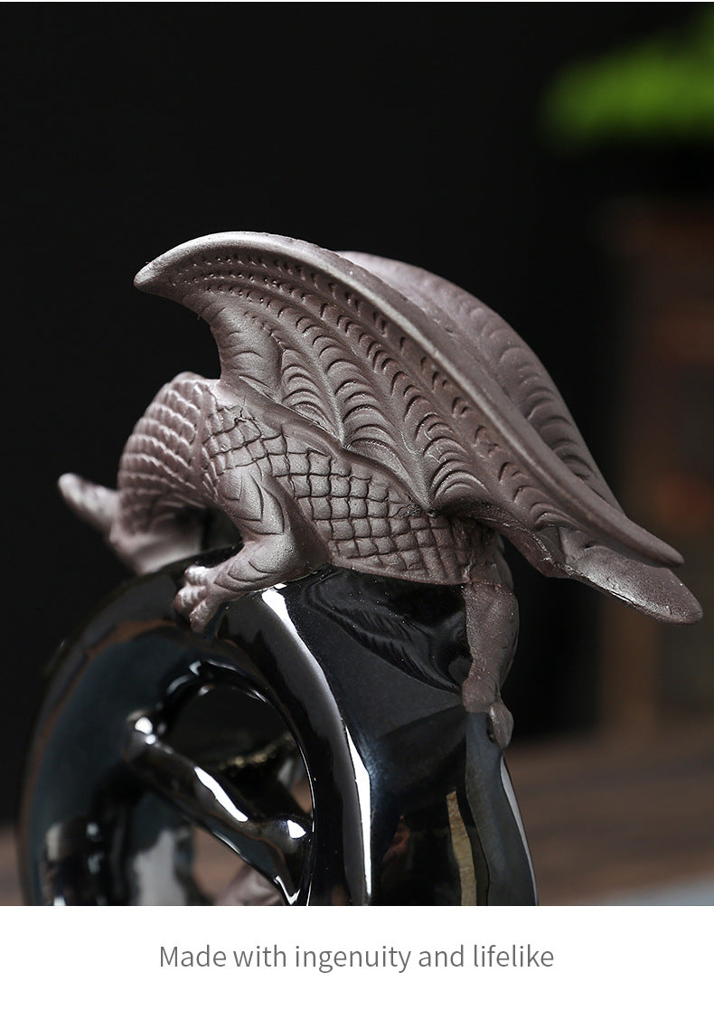 Original European Style Pterosaur Sandalwood Backflow Incense Burner Creative Black Pterosaur Waterfall Backflow Incense Burner Ornament