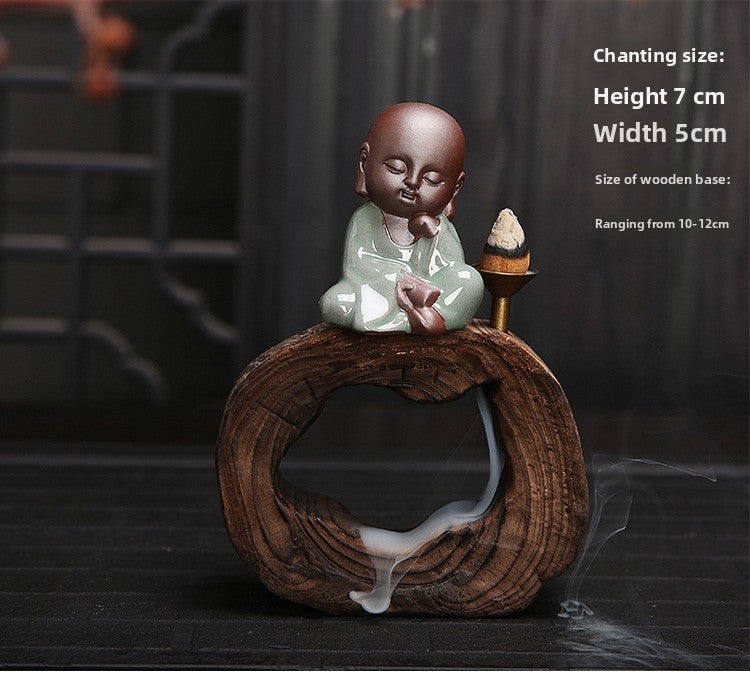 zensoullab Yunshang Tea Pet Ornament Creative Little Monk Purple Clay Backflow Incense Burner Tea Set Accessories Home Office Art Ornament