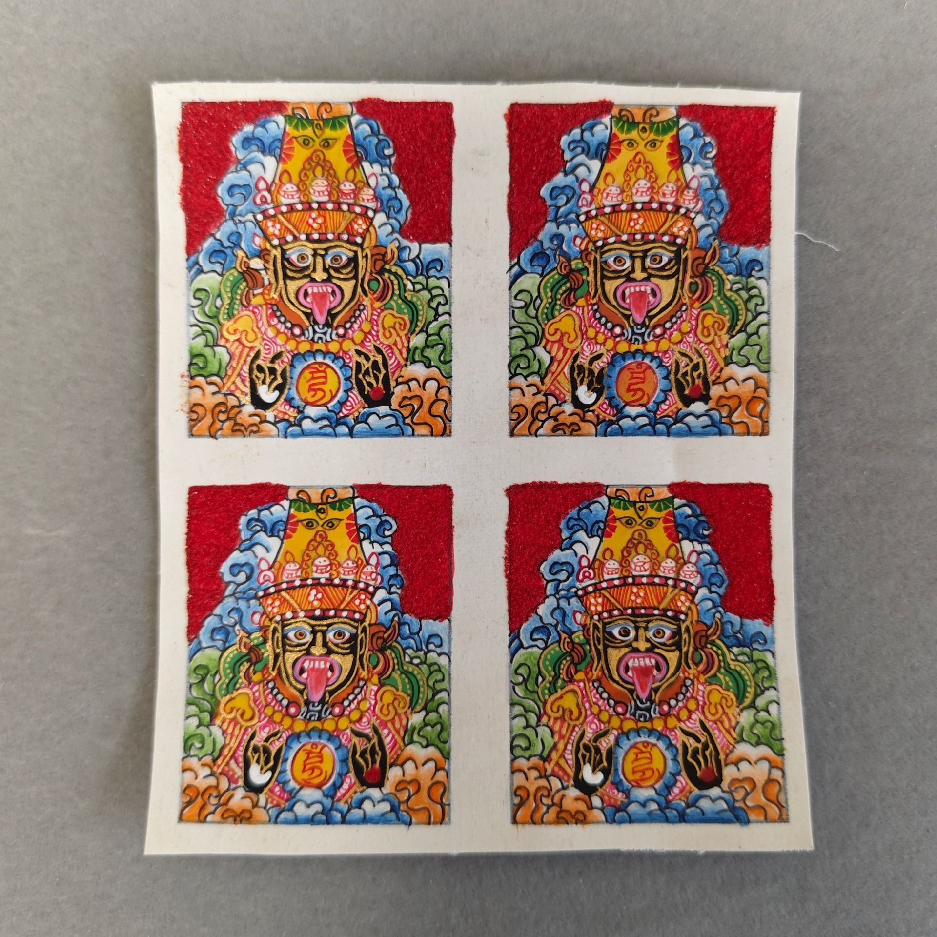 zensoullab Nepal Hand-painted Zakiram Thangka Portable Small Thangka Amulet Tibetan Female God of Wealth Necklace Car Hanging Pendant