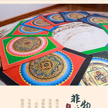 zensoullab Nepal Hand-painted Sutra Mandala Thangka Living Room Background Entrance Tibetan Handmade Thangka Decorative Hanging Painting