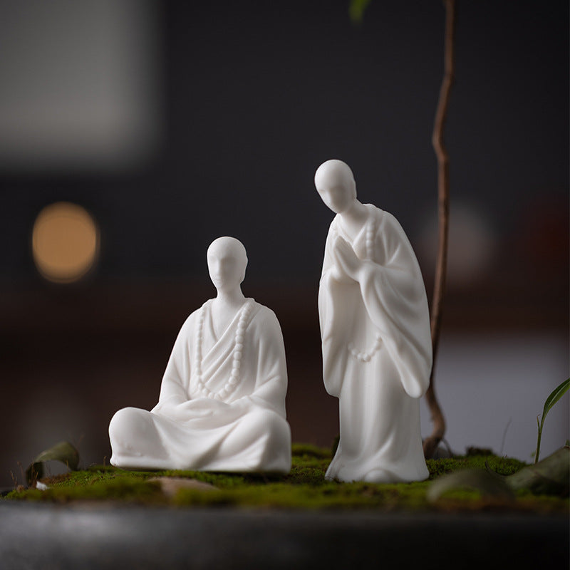 zensoullab Chinese Style Little Monk Home Decor Ceramic Zen Unphase Buddha Tea Ceremony Fish Tank Landscaping Micro Landscape Bonsai Decoration